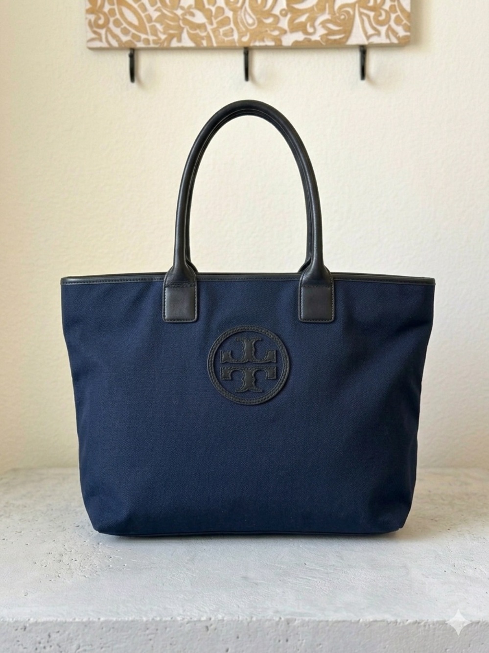 Authentic Tory Burch Ella Nylon Tote Bag - Classic Navy Blue